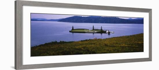 Golf Course in a Lake, Floating Golf Green, Coeur D'Alene Resort, Coeur D'Alene-null-Framed Photographic Print