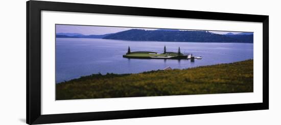 Golf Course in a Lake, Floating Golf Green, Coeur D'Alene Resort, Coeur D'Alene-null-Framed Photographic Print