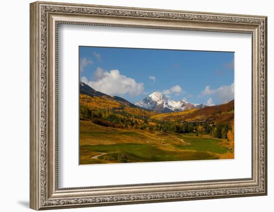 Golf course with view of Mt. Daly in autumn.-Mallorie Ostrowitz-Framed Photographic Print