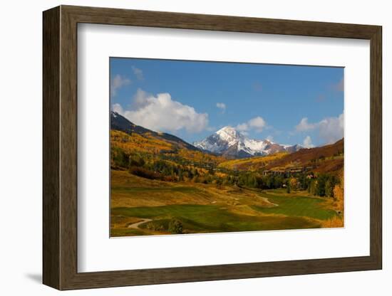 Golf course with view of Mt. Daly in autumn.-Mallorie Ostrowitz-Framed Photographic Print