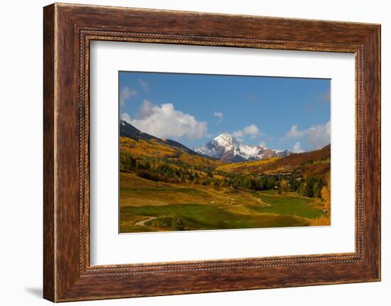 Golf course with view of Mt. Daly in autumn.-Mallorie Ostrowitz-Framed Photographic Print