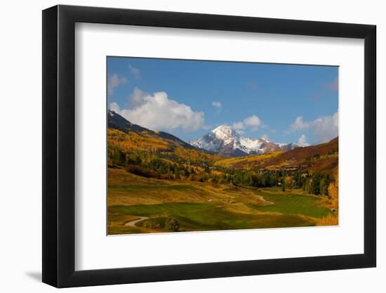 Golf course with view of Mt. Daly in autumn.-Mallorie Ostrowitz-Framed Photographic Print