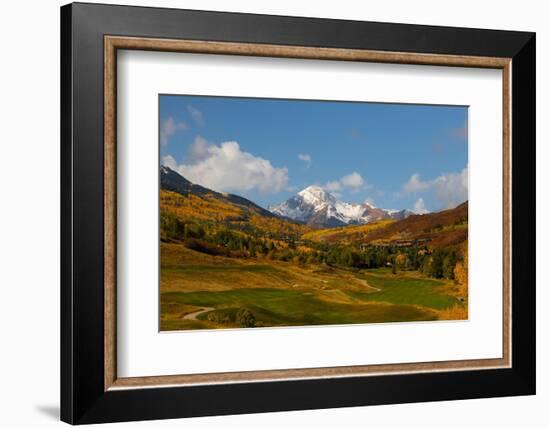 Golf course with view of Mt. Daly in autumn.-Mallorie Ostrowitz-Framed Photographic Print