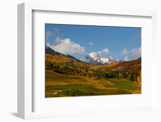 Golf course with view of Mt. Daly in autumn.-Mallorie Ostrowitz-Framed Photographic Print