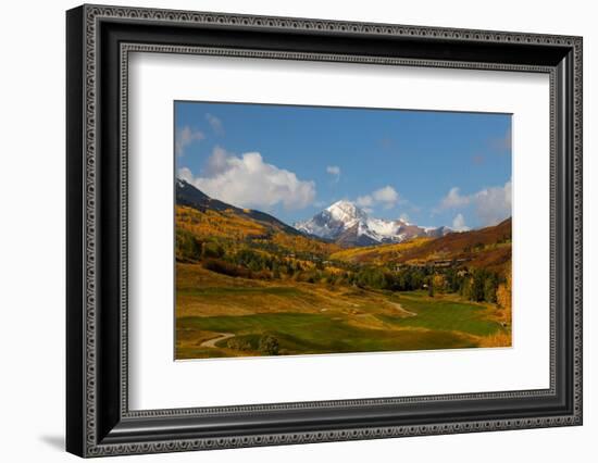 Golf course with view of Mt. Daly in autumn.-Mallorie Ostrowitz-Framed Photographic Print