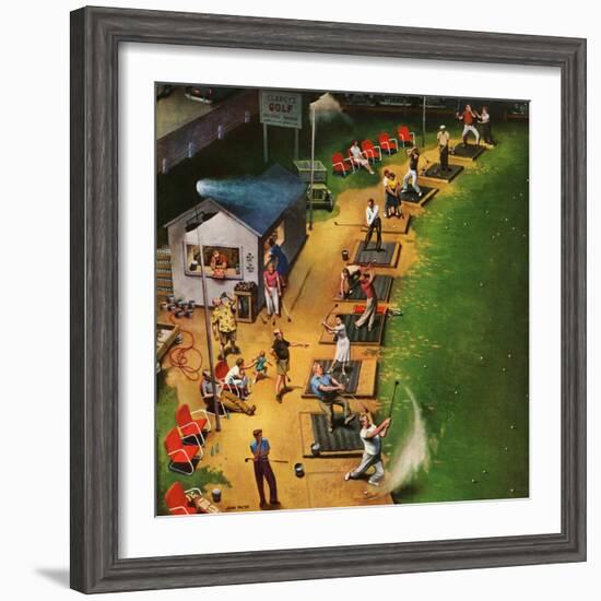 "Golf Driving Range", July 26, 1952-John Falter-Framed Premium Giclee Print