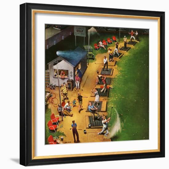 "Golf Driving Range", July 26, 1952-John Falter-Framed Premium Giclee Print