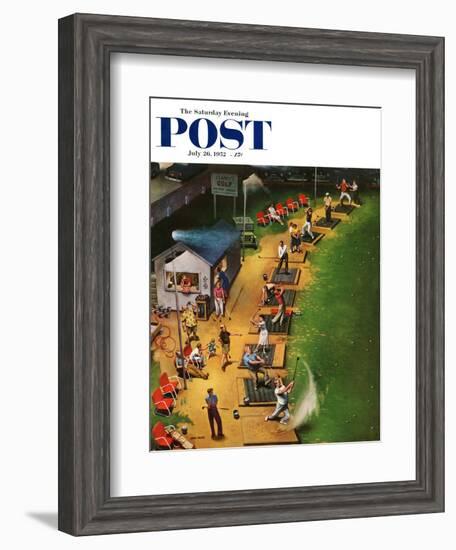 "Golf Driving Range" Saturday Evening Post Cover, July 26, 1952-John Falter-Framed Giclee Print