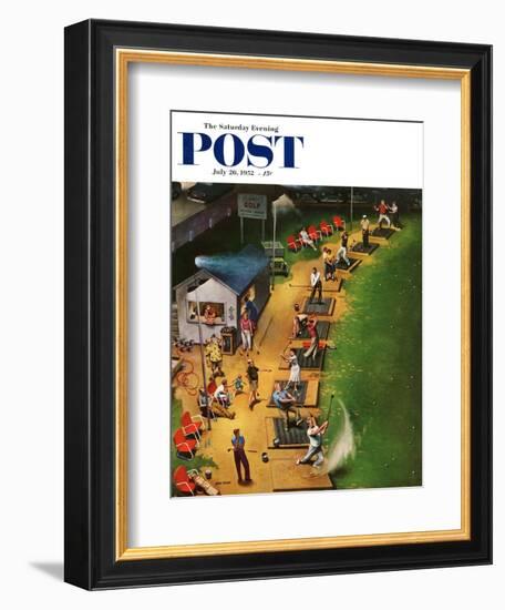 "Golf Driving Range" Saturday Evening Post Cover, July 26, 1952-John Falter-Framed Giclee Print