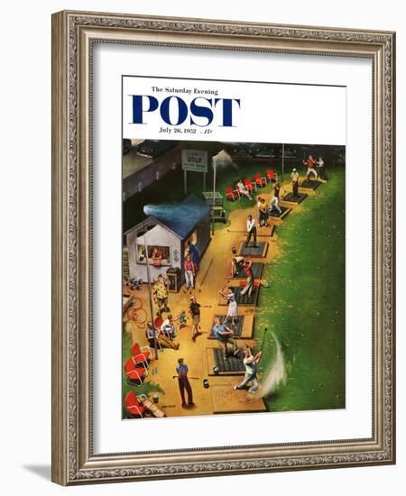 "Golf Driving Range" Saturday Evening Post Cover, July 26, 1952-John Falter-Framed Giclee Print