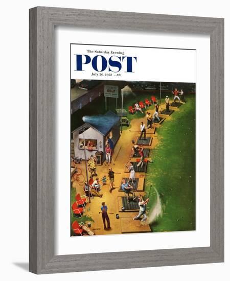 "Golf Driving Range" Saturday Evening Post Cover, July 26, 1952-John Falter-Framed Giclee Print