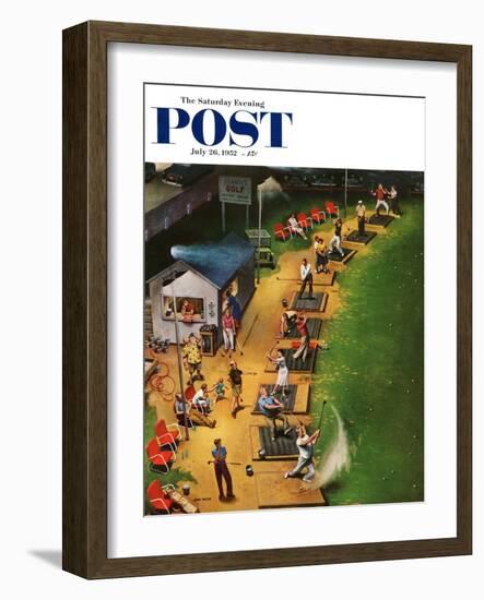 "Golf Driving Range" Saturday Evening Post Cover, July 26, 1952-John Falter-Framed Giclee Print