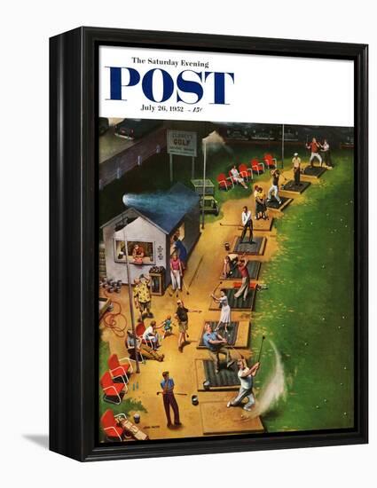 "Golf Driving Range" Saturday Evening Post Cover, July 26, 1952-John Falter-Framed Premier Image Canvas