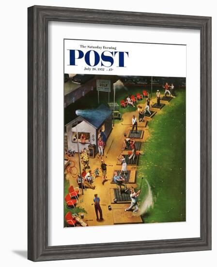 "Golf Driving Range" Saturday Evening Post Cover, July 26, 1952-John Falter-Framed Premium Giclee Print