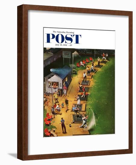 "Golf Driving Range" Saturday Evening Post Cover, July 26, 1952-John Falter-Framed Premium Giclee Print