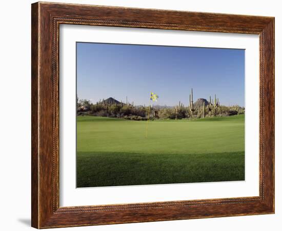 Golf Flag in a Golf Course, Troon North Golf Club, Scottsdale, Maricopa County, Arizona, USA-null-Framed Photographic Print