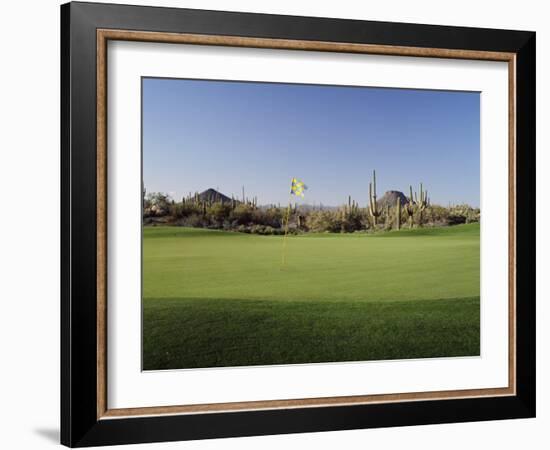 Golf Flag in a Golf Course, Troon North Golf Club, Scottsdale, Maricopa County, Arizona, USA-null-Framed Photographic Print