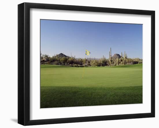 Golf Flag in a Golf Course, Troon North Golf Club, Scottsdale, Maricopa County, Arizona, USA-null-Framed Photographic Print