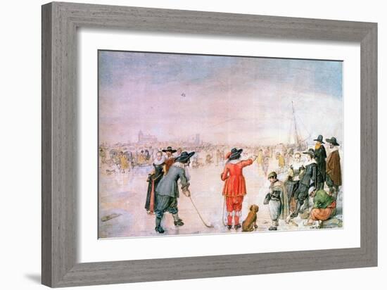 Golf on the Ice on the River Ijsel Near Kampen-Hendrik Avercamp-Framed Giclee Print