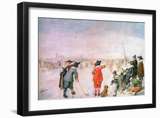 Golf on the Ice on the River Ijsel Near Kampen-Hendrik Avercamp-Framed Giclee Print