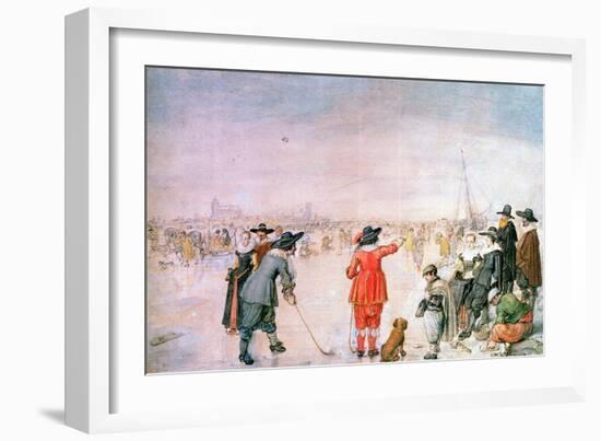 Golf on the Ice on the River Ijsel Near Kampen-Hendrik Avercamp-Framed Giclee Print