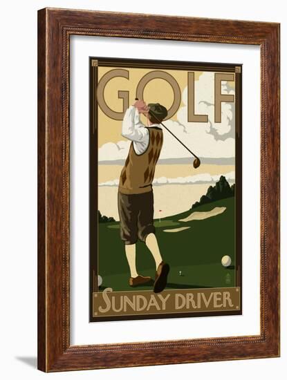Golf - Sunday Driver-Lantern Press-Framed Art Print