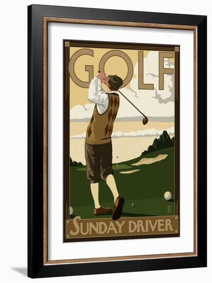 Golf - Sunday Driver-Lantern Press-Framed Art Print