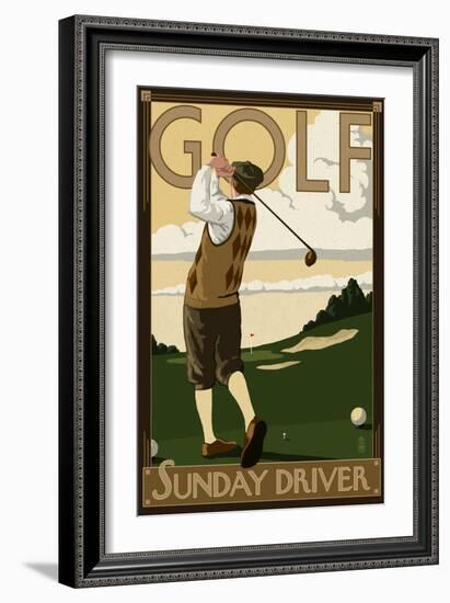 Golf - Sunday Driver-Lantern Press-Framed Art Print