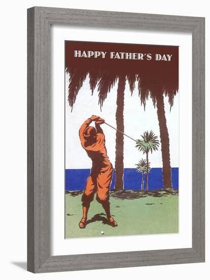 Golfer Amid Palm Trees-null-Framed Art Print