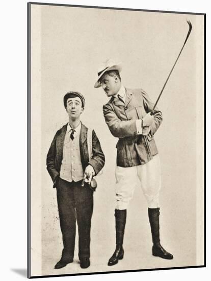Golfer and His Caddy-null-Mounted Photographic Print
