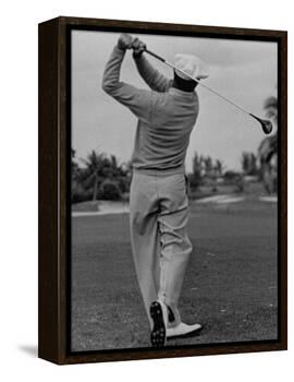 Golfer Ben Hogan, Demonstrating His Golf Drive-J. R. Eyerman-Framed Premier Image Canvas