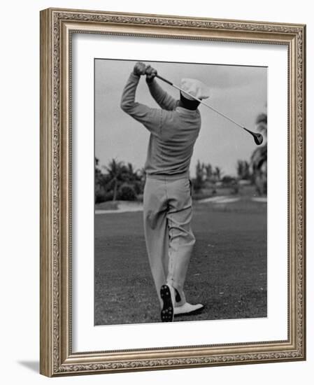 Golfer Ben Hogan, Demonstrating His Golf Drive-J^ R^ Eyerman-Framed Premium Photographic Print