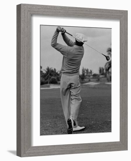 Golfer Ben Hogan, Demonstrating His Golf Drive-J^ R^ Eyerman-Framed Premium Photographic Print