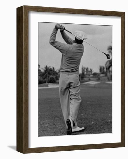 Golfer Ben Hogan, Demonstrating His Golf Drive-J^ R^ Eyerman-Framed Premium Photographic Print