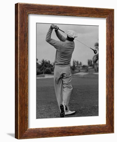 Golfer Ben Hogan, Demonstrating His Golf Drive-J^ R^ Eyerman-Framed Premium Photographic Print