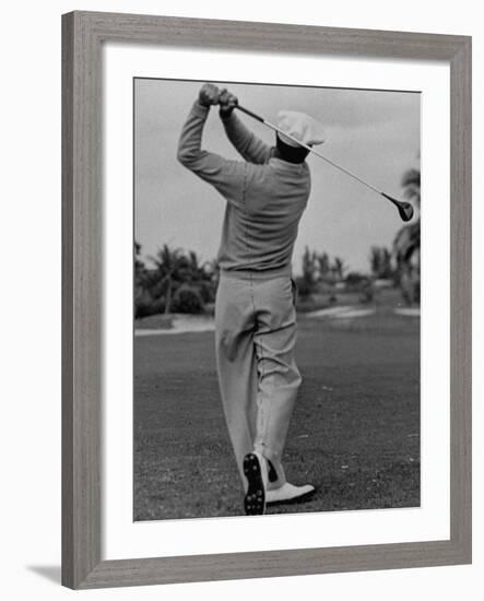 Golfer Ben Hogan, Demonstrating His Golf Drive-J^ R^ Eyerman-Framed Premium Photographic Print