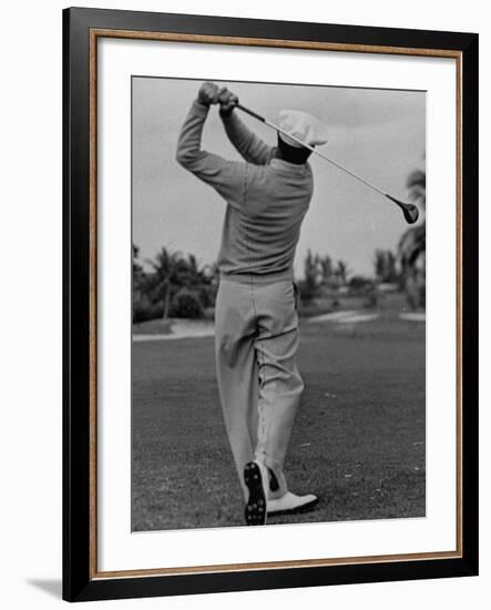 Golfer Ben Hogan, Demonstrating His Golf Drive-J^ R^ Eyerman-Framed Premium Photographic Print