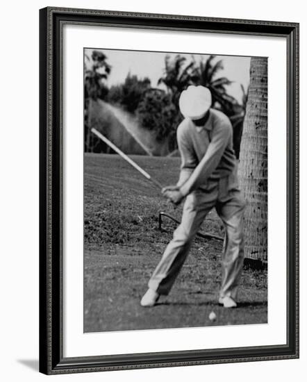 Golfer Ben Hogan, Demonstrating His Golf Drive-J^ R^ Eyerman-Framed Premium Photographic Print