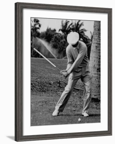 Golfer Ben Hogan, Demonstrating His Golf Drive-J^ R^ Eyerman-Framed Premium Photographic Print