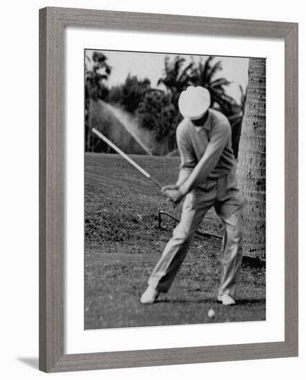 Golfer Ben Hogan, Demonstrating His Golf Drive-J^ R^ Eyerman-Framed Premium Photographic Print