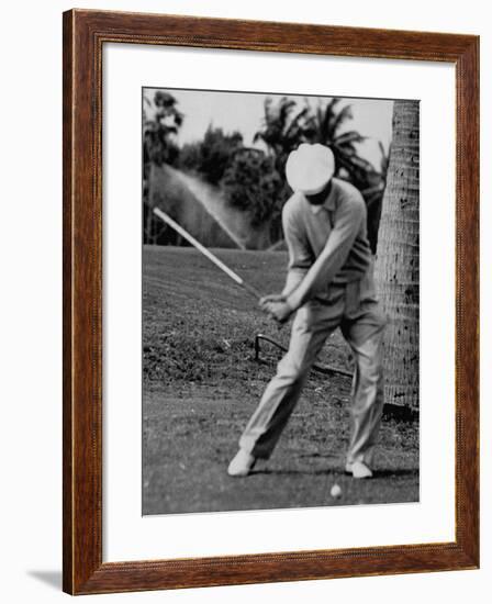 Golfer Ben Hogan, Demonstrating His Golf Drive-J^ R^ Eyerman-Framed Premium Photographic Print