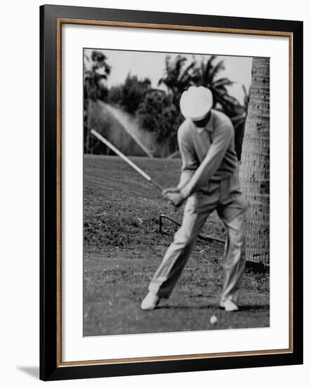 Golfer Ben Hogan, Demonstrating His Golf Drive-J^ R^ Eyerman-Framed Premium Photographic Print