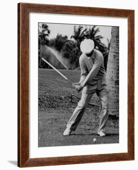 Golfer Ben Hogan, Demonstrating His Golf Drive-J^ R^ Eyerman-Framed Premium Photographic Print