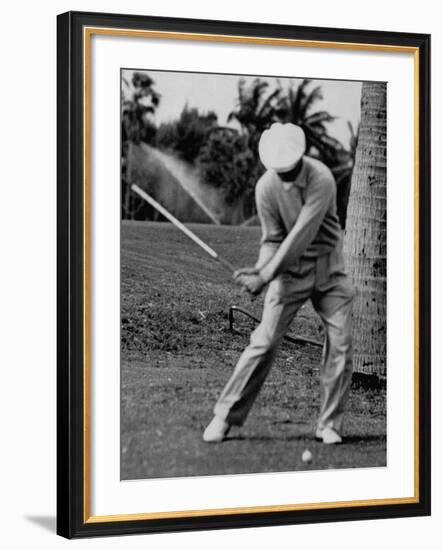 Golfer Ben Hogan, Demonstrating His Golf Drive-J^ R^ Eyerman-Framed Premium Photographic Print