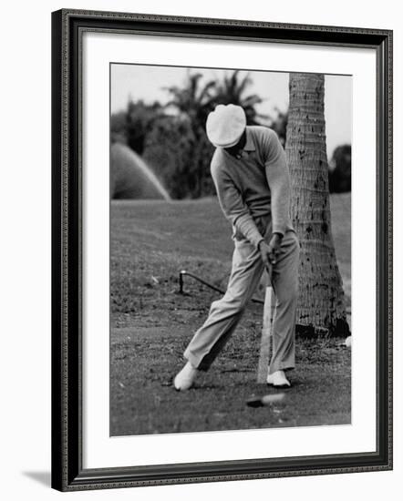 Golfer Ben Hogan, Demonstrating His Golf Drive-J^ R^ Eyerman-Framed Premium Photographic Print