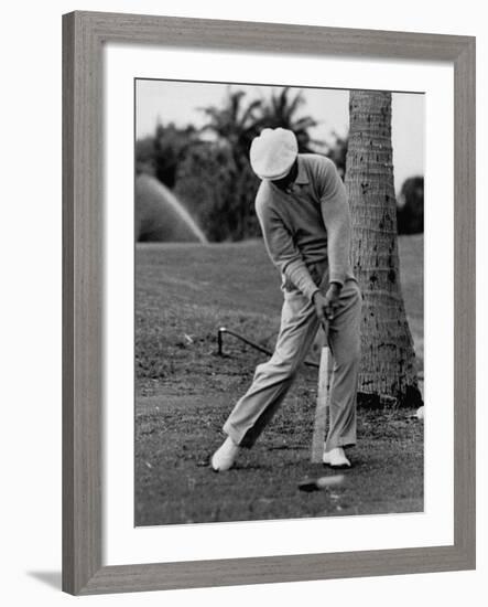 Golfer Ben Hogan, Demonstrating His Golf Drive-J^ R^ Eyerman-Framed Premium Photographic Print