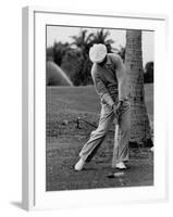 Golfer Ben Hogan, Demonstrating His Golf Drive-J. R. Eyerman-Framed Premium Photographic Print