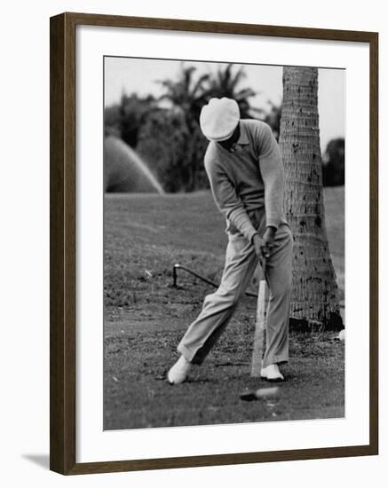 Golfer Ben Hogan, Demonstrating His Golf Drive-J^ R^ Eyerman-Framed Premium Photographic Print