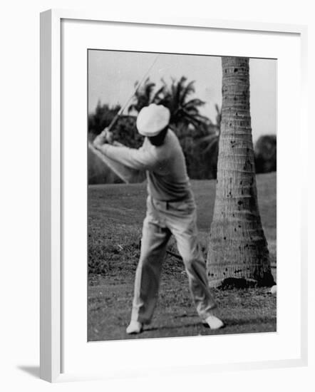 Golfer Ben Hogan, Demonstrating His Golf Drive-J^ R^ Eyerman-Framed Premium Photographic Print