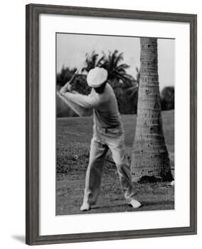Golfer Ben Hogan, Demonstrating His Golf Drive-J. R. Eyerman-Framed Premium Photographic Print